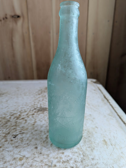 Sniderman Bros West Toronto Antique Embossed Aqua Glass Soda Bottle