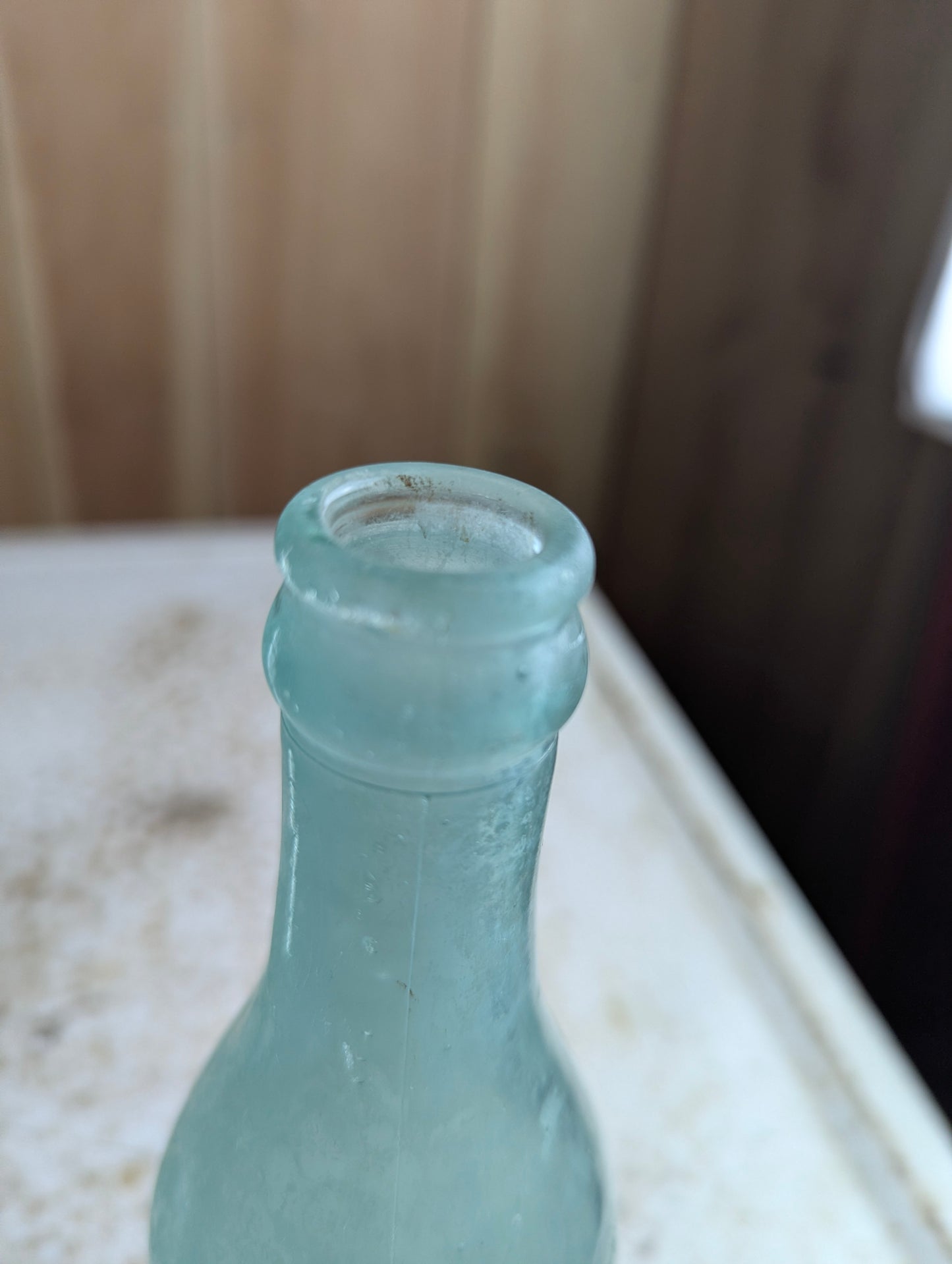 Sniderman Bros West Toronto Antique Embossed Aqua Glass Soda Bottle
