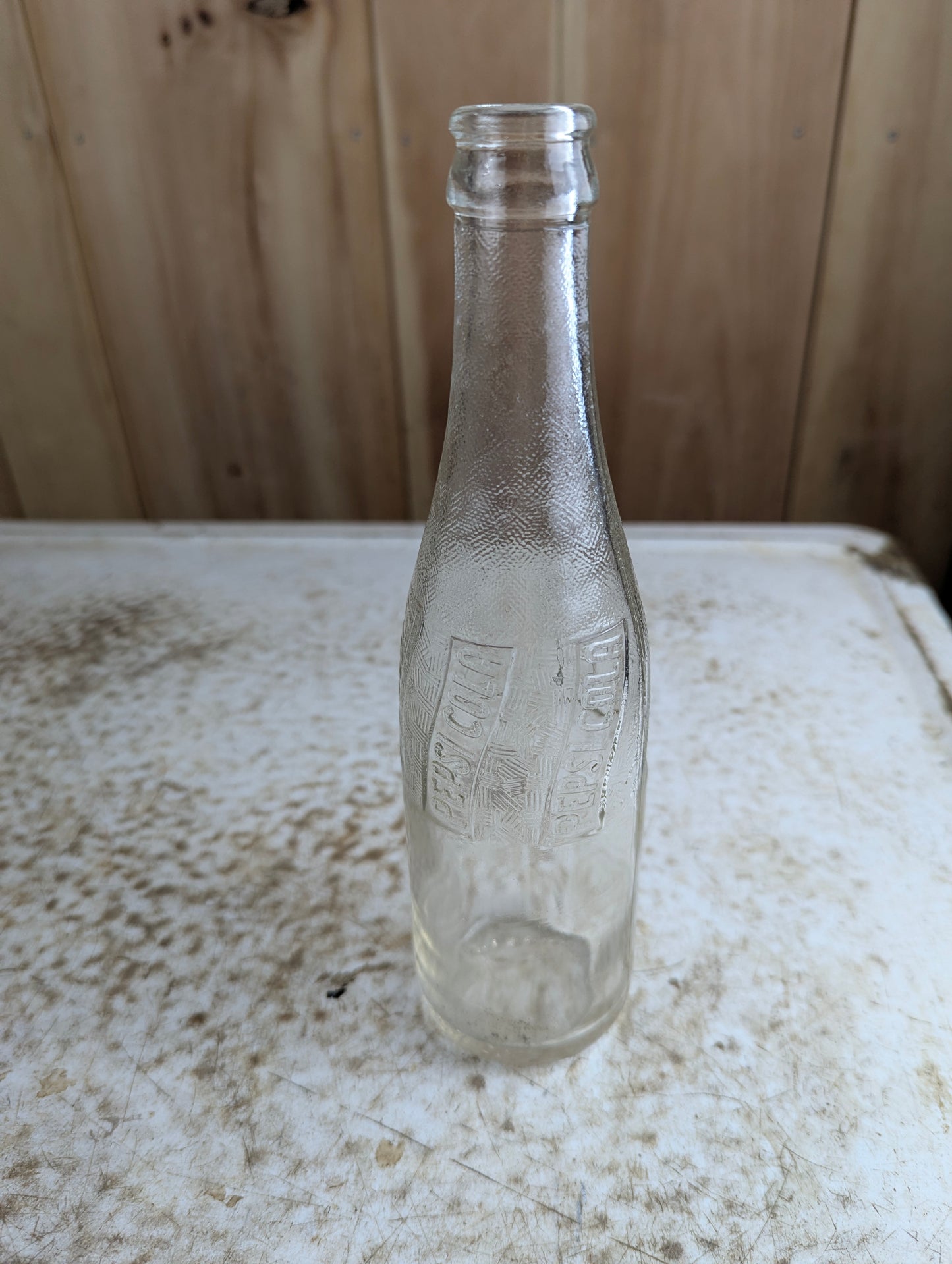 Pepsi Cola 1940s clear glass Embossed Soda Bottle