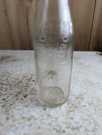 Pepsi Cola 1940s clear glass Embossed Soda Bottle