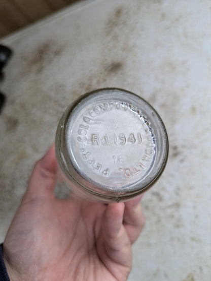 Pepsi Cola 1940s clear glass Embossed Soda Bottle