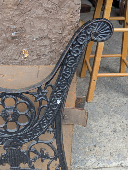 Pair of Antique Cast Iron Bench Ends With Lion Head Design