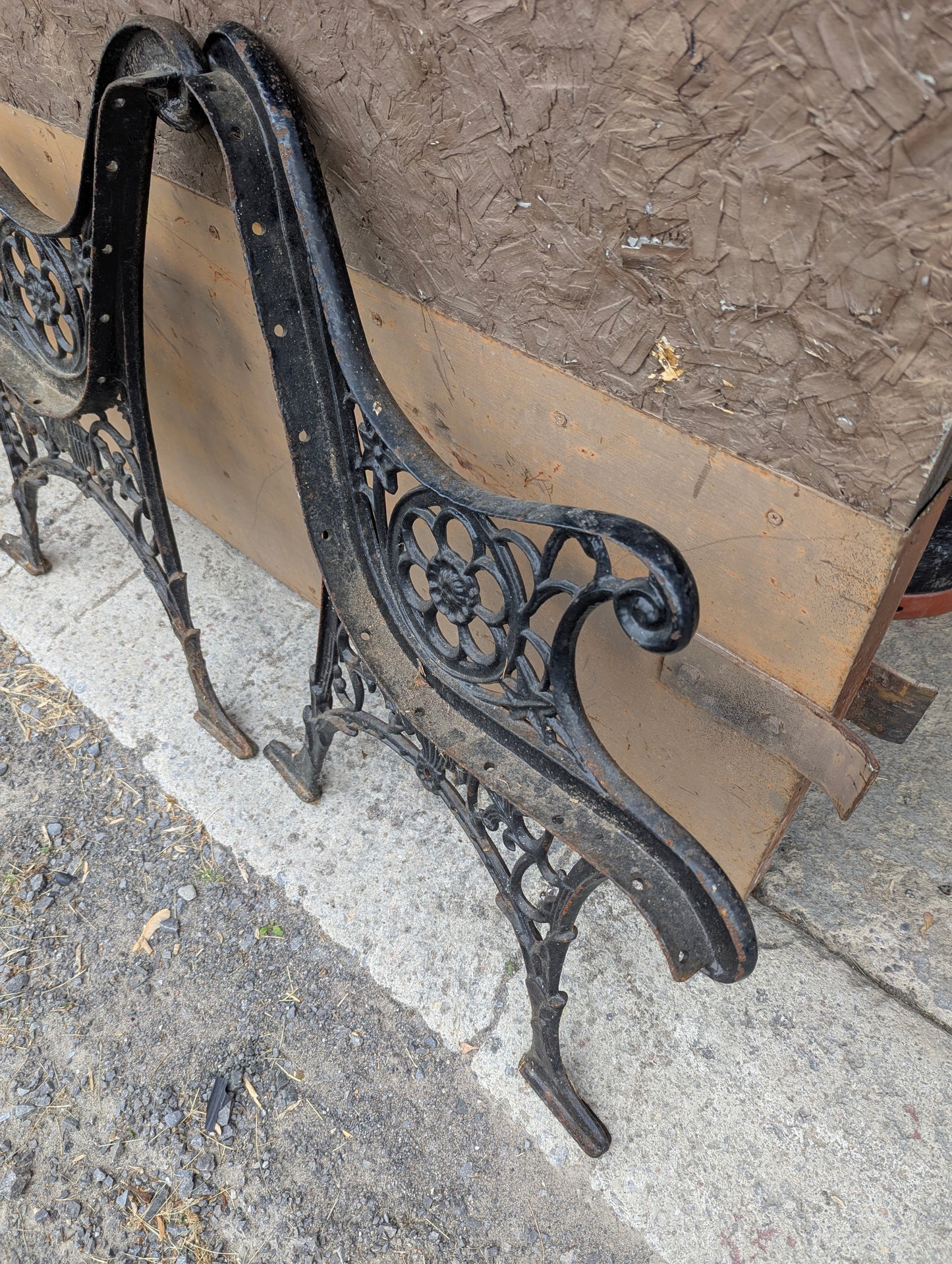 Pair of Antique Cast Iron Bench Ends With Lion Head Design