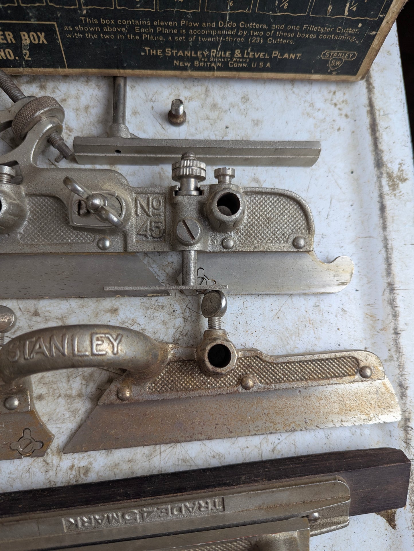 Boxed Vintage Stanley No. 45 Combination Plough Plane with Blades