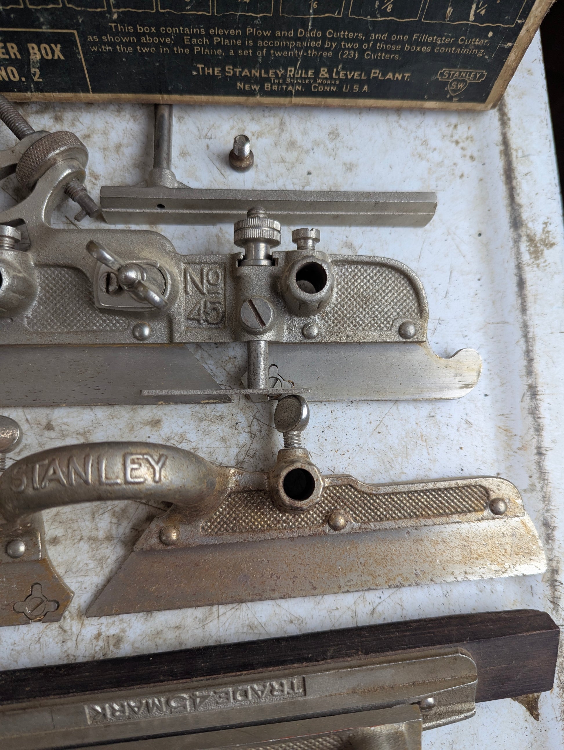 Boxed Vintage Stanley No. 45 Combination Plough Plane with Blades