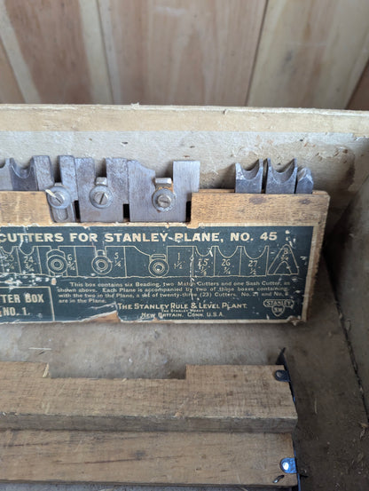 Boxed Vintage Stanley No. 45 Combination Plough Plane with Blades