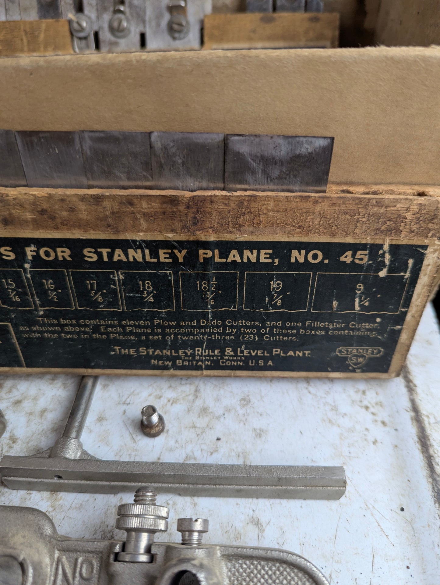 Boxed Vintage Stanley No. 45 Combination Plough Plane with Blades