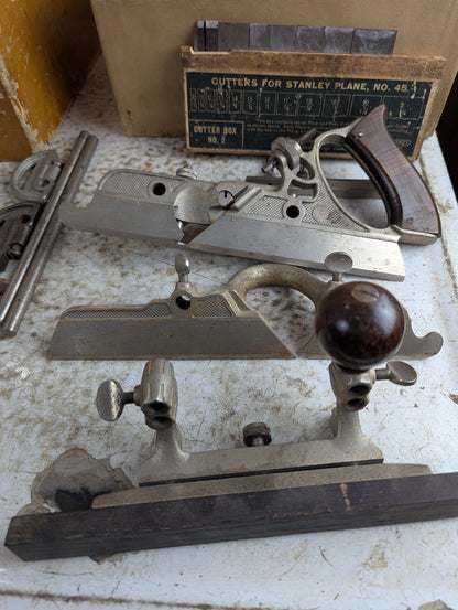 Boxed Vintage Stanley No. 45 Combination Plough Plane with Blades