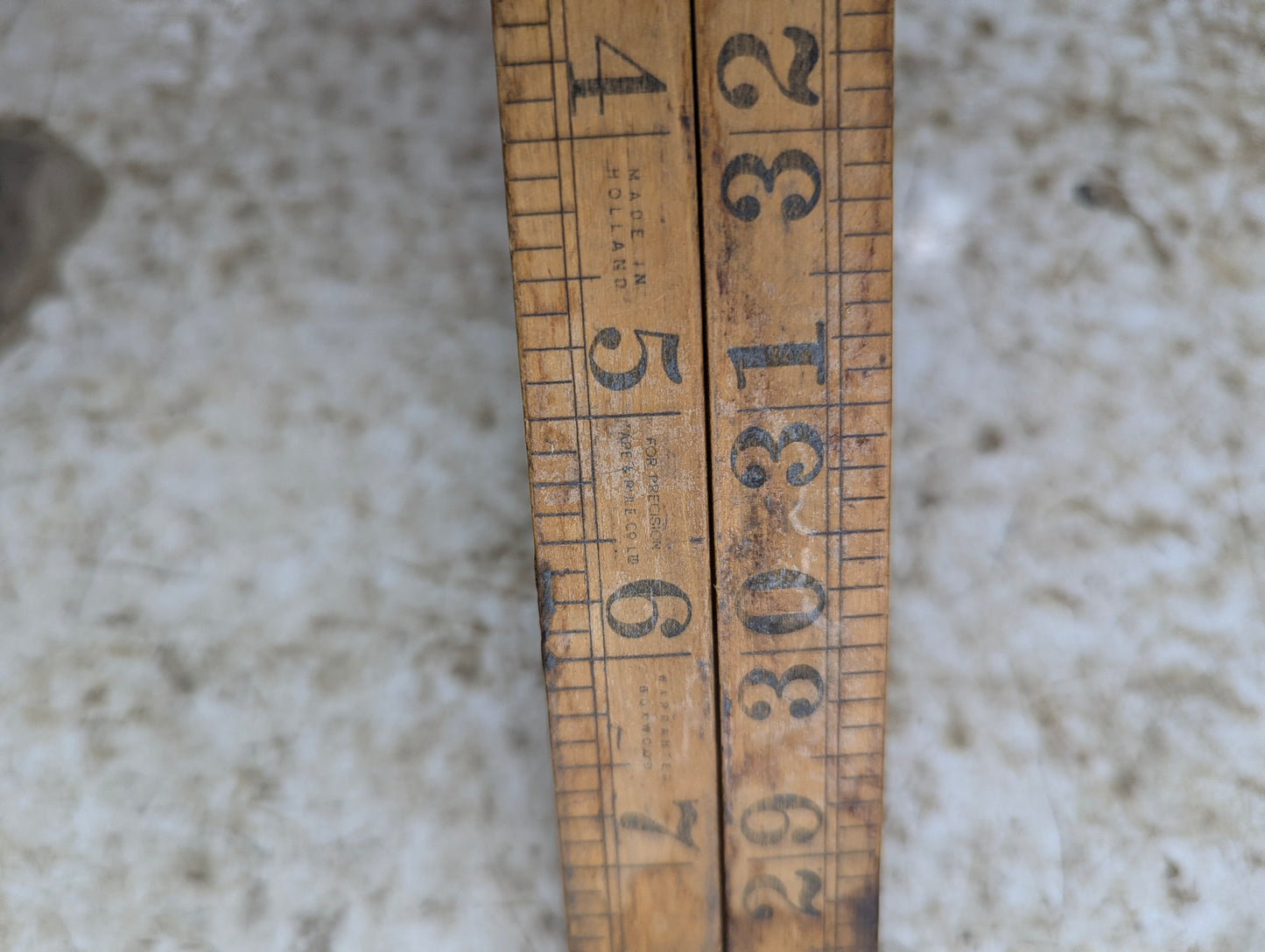 Vintage Made in Holland Warranted Boxwood and Brass 3' Folding Ruler