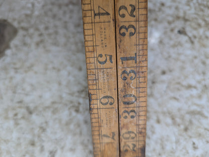 Vintage Made in Holland Warranted Boxwood and Brass 3' Folding Ruler