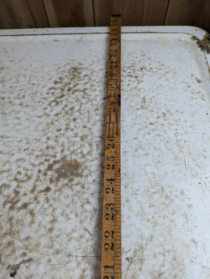 Vintage Made in Holland Warranted Boxwood and Brass 3' Folding Ruler