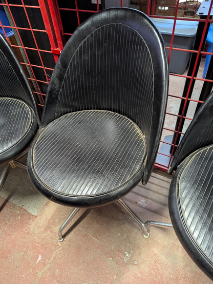 Retro Black Vinyl Swivel Chair 18" Seat 33" Height