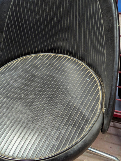 Retro Black Vinyl Swivel Chair 18" Seat 33" Height