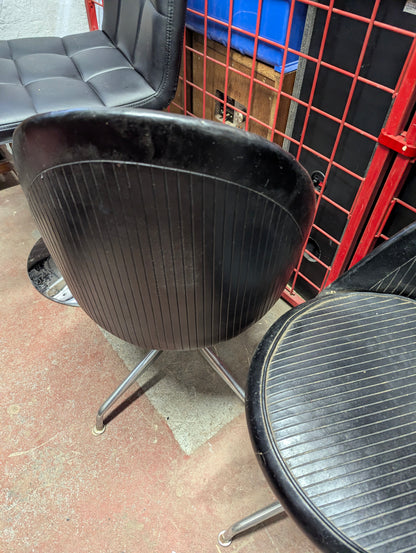 Retro Black Vinyl Swivel Chair 18" Seat 33" Height