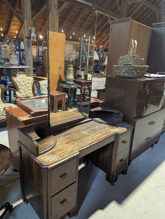 Vintage Vanity with Tall Mirror 41" x 19" x 68"