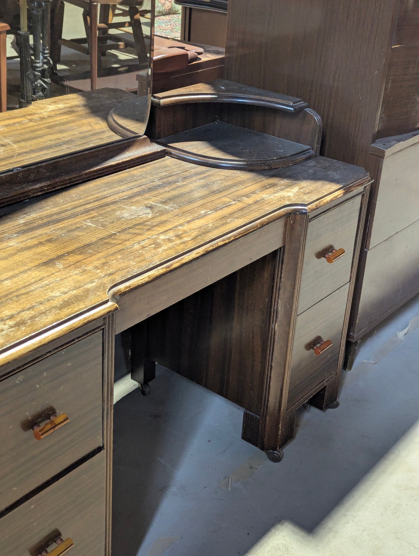 Vintage Vanity with Tall Mirror 41" x 19" x 68"