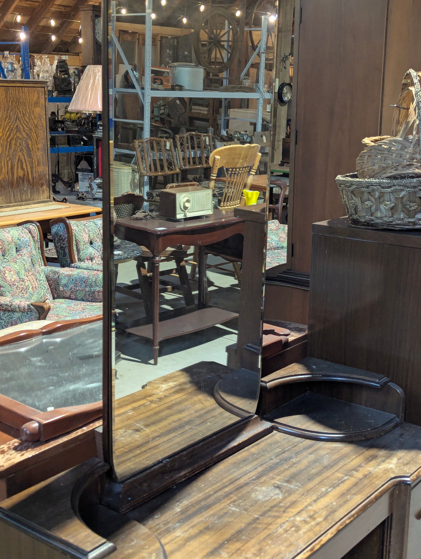 Vintage Vanity with Tall Mirror 41" x 19" x 68"