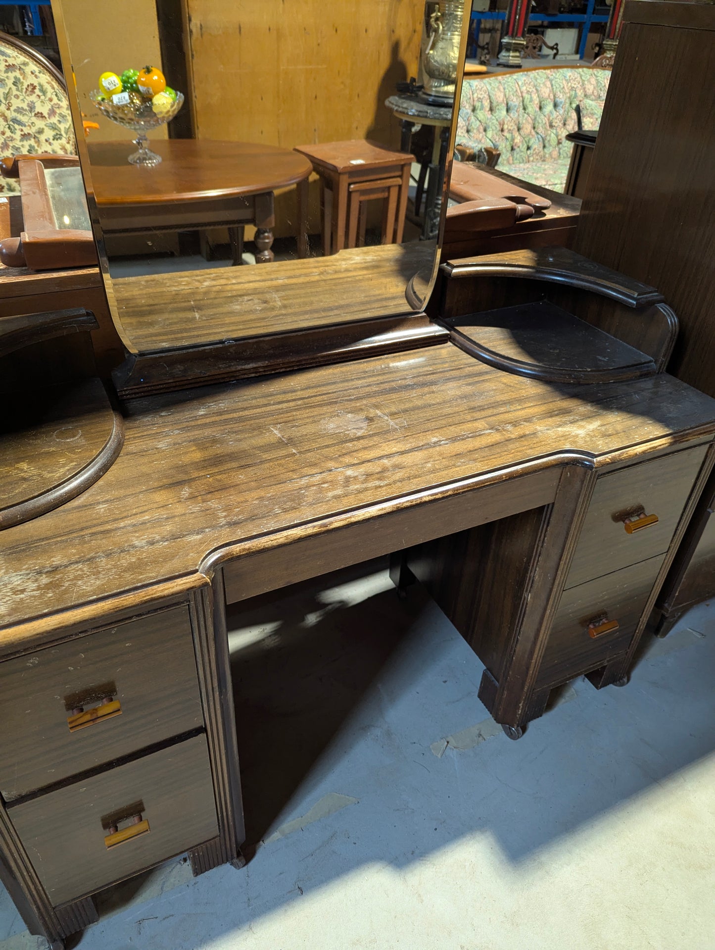 Vintage Vanity with Tall Mirror 41" x 19" x 68"