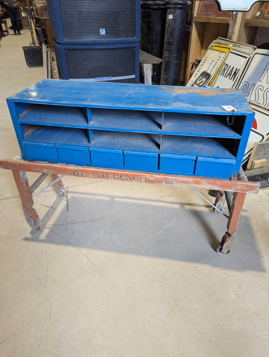 Blue Hardware Cabinet 35" x 12.5" x 10.5"