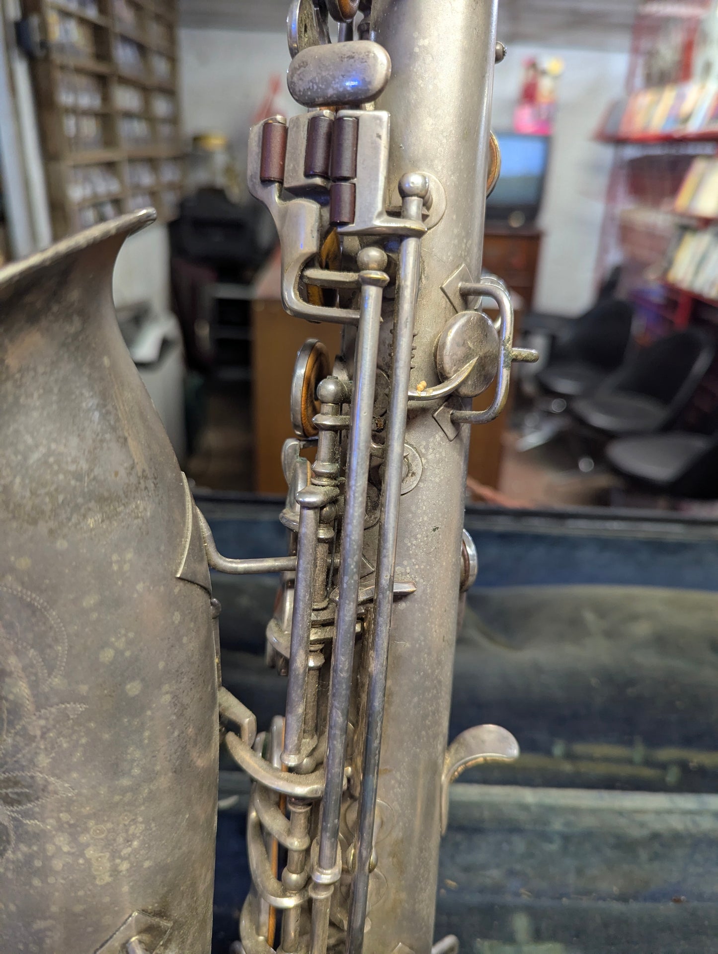1930 King 'New Voll-True" Silver-plated Eb Alto Saxophone in Case with Selmer S80 F Mouthpiece and Cordier L'unic Reed Cutter
