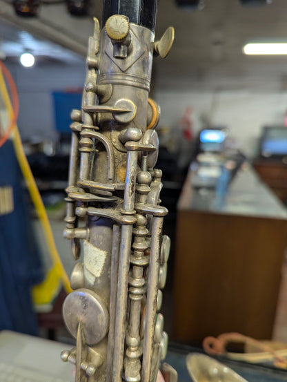 1930 King 'New Voll-True" Silver-plated Eb Alto Saxophone in Case with Selmer S80 F Mouthpiece and Cordier L'unic Reed Cutter