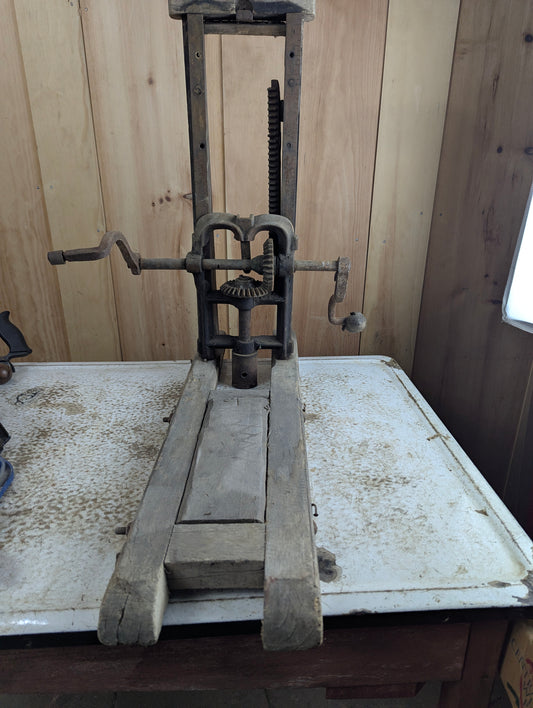 Antique Barn Beam Boring Machine Drill Press Timber Frame Auger - for Parts or Restoration