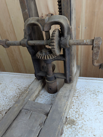 Antique Barn Beam Boring Machine Drill Press Timber Frame Auger - for Parts or Restoration
