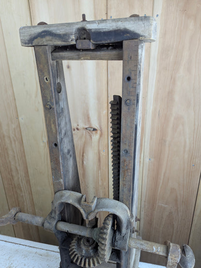 Antique Barn Beam Boring Machine Drill Press Timber Frame Auger - for Parts or Restoration
