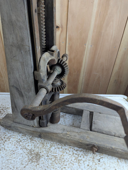 Antique Barn Beam Boring Machine Drill Press Timber Frame Auger - for Parts or Restoration