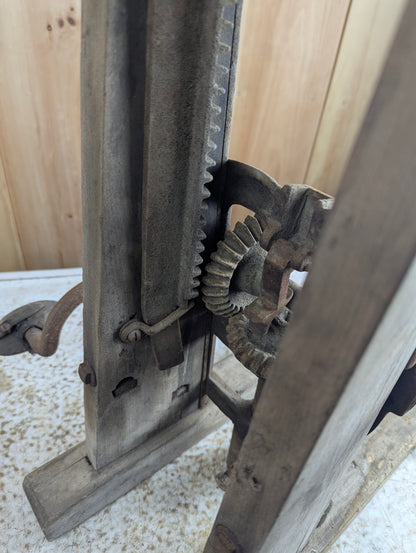 Antique Barn Beam Boring Machine Drill Press Timber Frame Auger - for Parts or Restoration