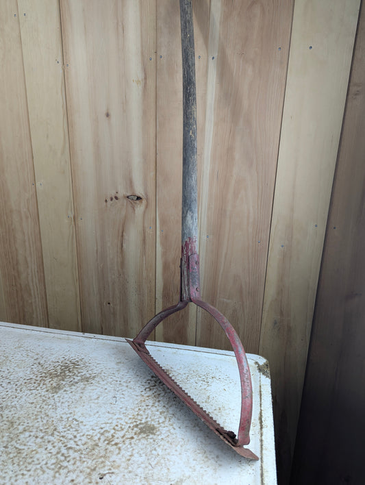 Vintage Grass Whip Sling Blade Weed Cutter with Wood Handle