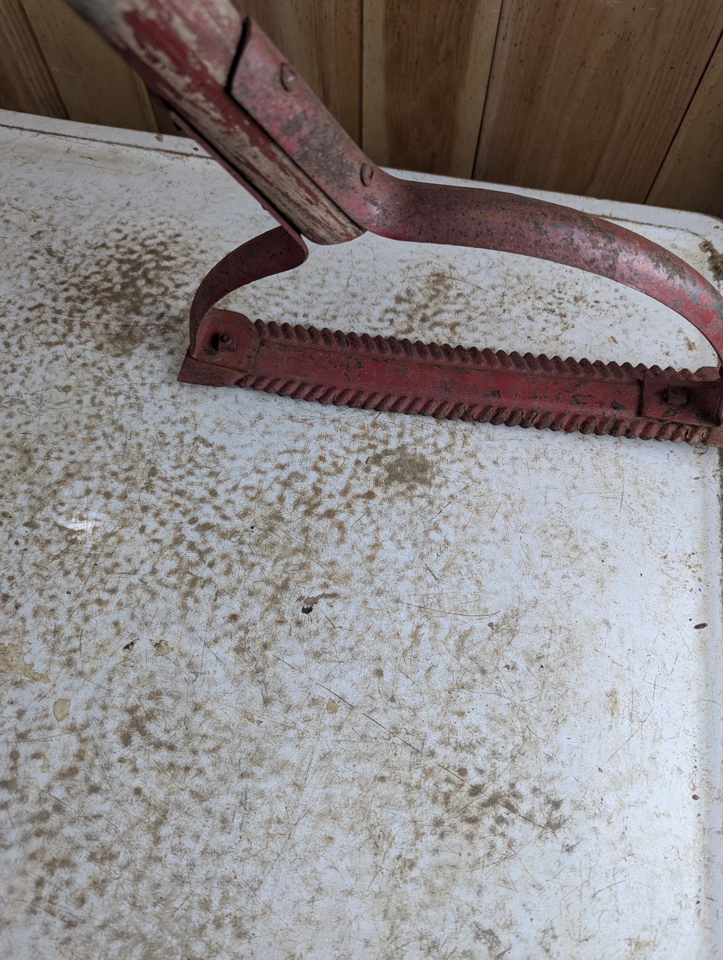 Vintage Grass Whip Sling Blade Weed Cutter with Wood Handle