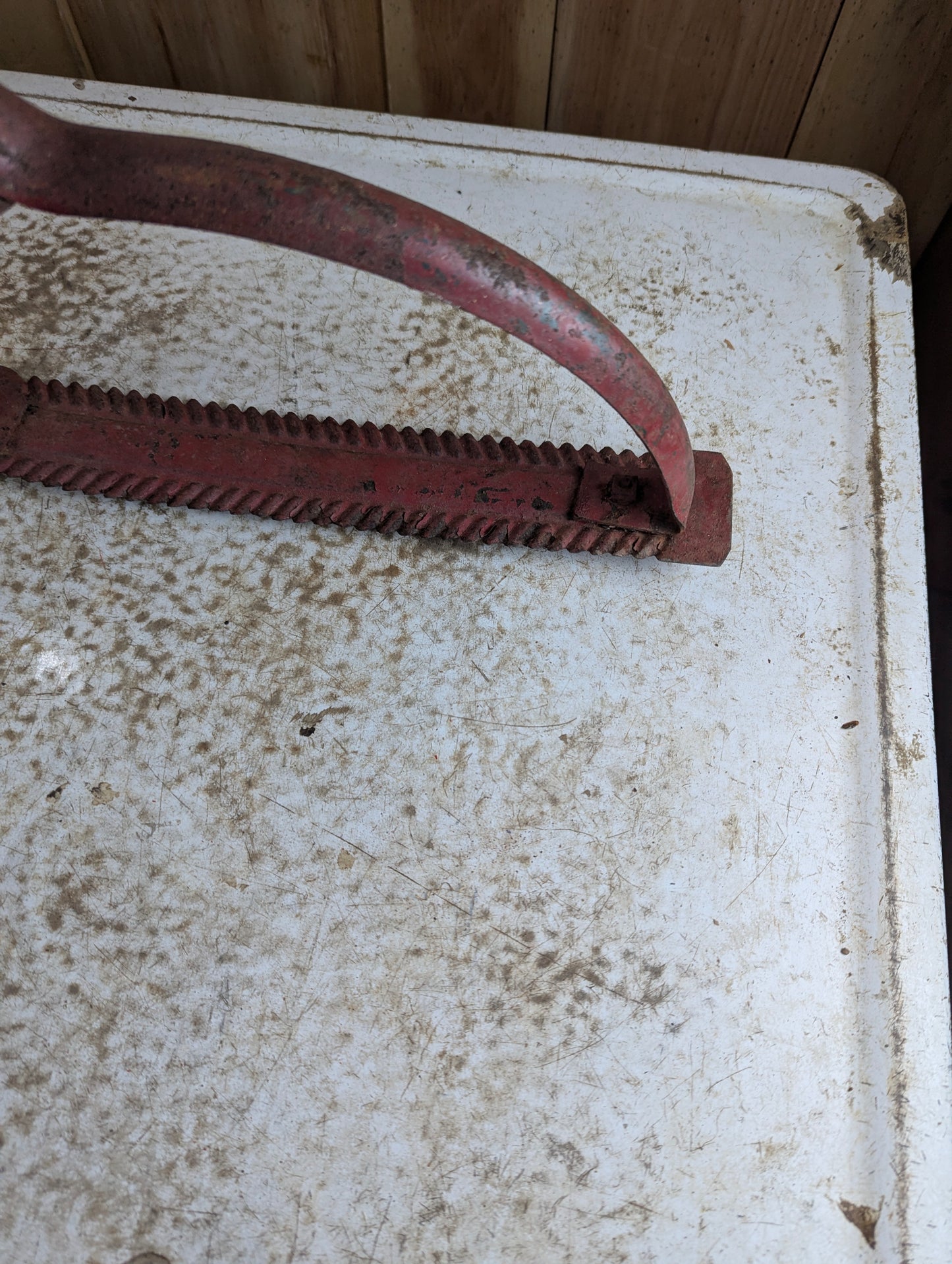 Vintage Grass Whip Sling Blade Weed Cutter with Wood Handle