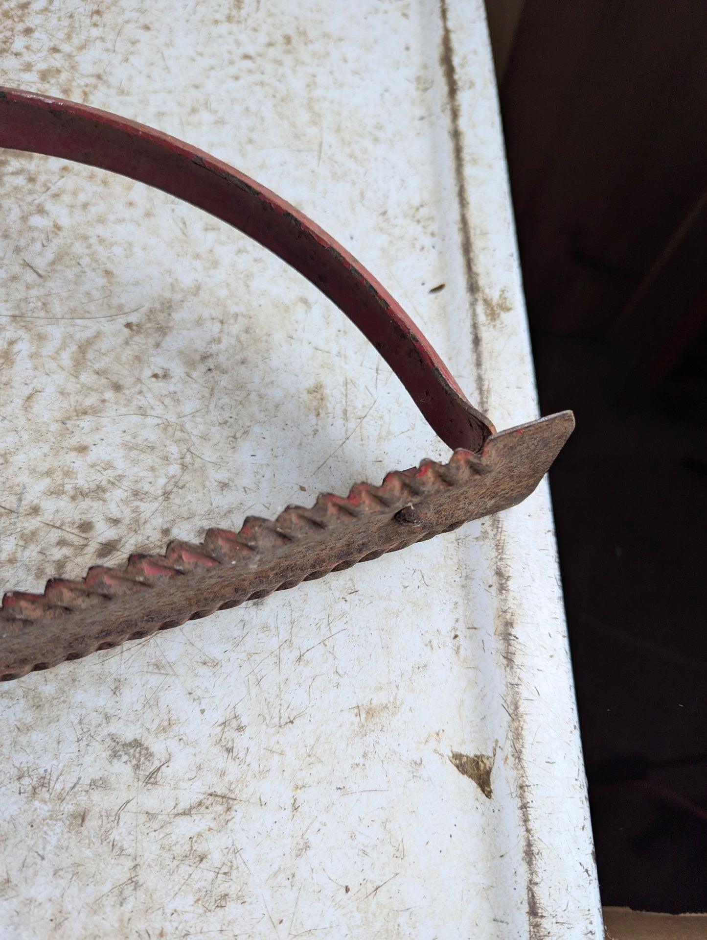 Vintage Grass Whip Sling Blade Weed Cutter with Wood Handle
