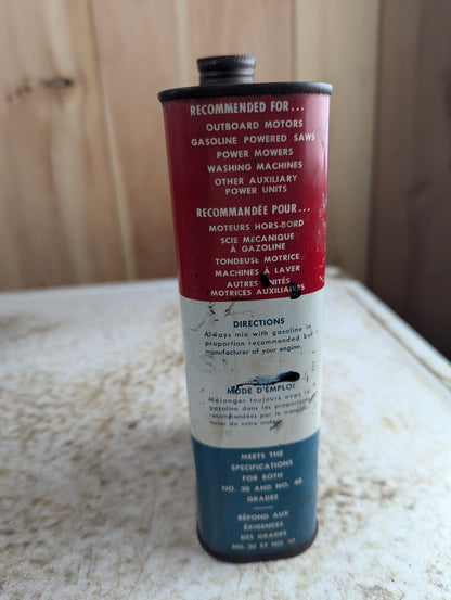 Vintage 1 Quart White Rose Outboard Power Mower Motor Oil Tin Can