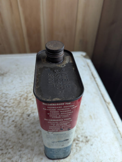 Vintage 1 Quart White Rose Outboard Power Mower Motor Oil Tin Can