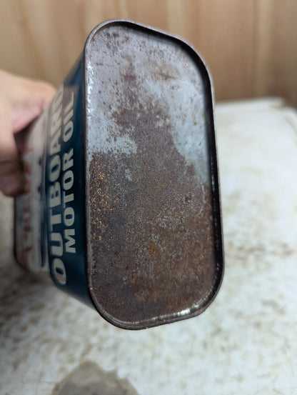 Vintage 1 Quart White Rose Outboard Power Mower Motor Oil Tin Can