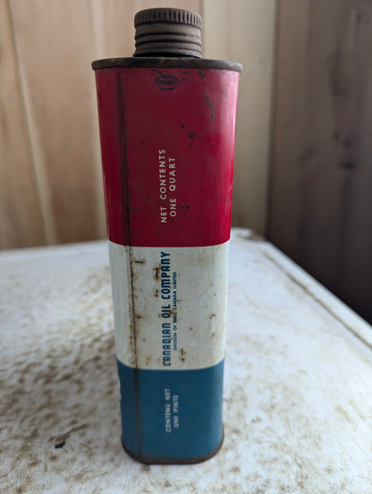 Vintage 1 Quart White Rose Outboard Power Mower Motor Oil Tin Can