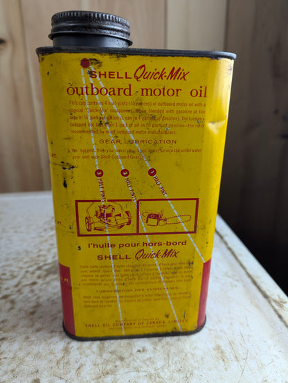 Vintage 1 Quart Shell Quick-Mix Outboard Motor Oil Tin Can