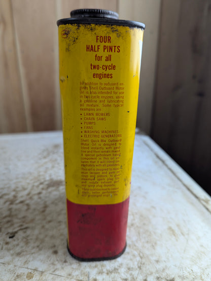 Vintage 1 Quart Shell Quick-Mix Outboard Motor Oil Tin Can