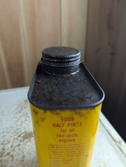 Vintage 1 Quart Shell Quick-Mix Outboard Motor Oil Tin Can