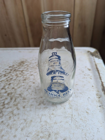 Vintage School Bell Co-operative Supply 189ml British Milk Bottle