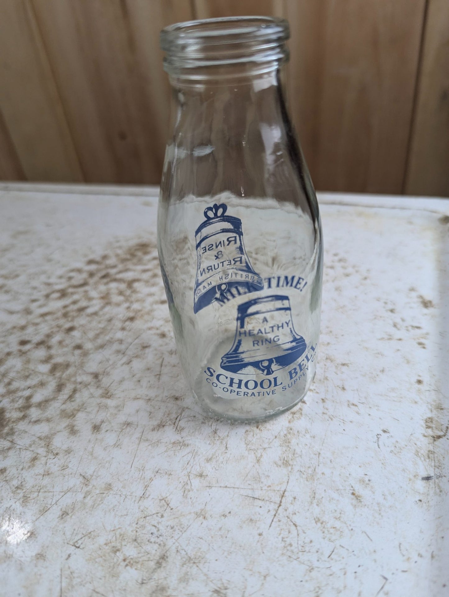 Vintage School Bell Co-operative Supply 189ml British Milk Bottle