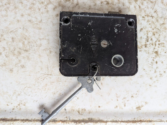 Antique Black Metal Rim Lock with Skeleton Key