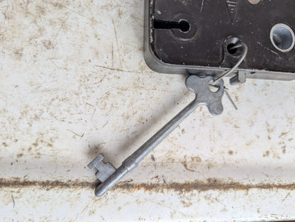 Antique Black Metal Rim Lock with Skeleton Key
