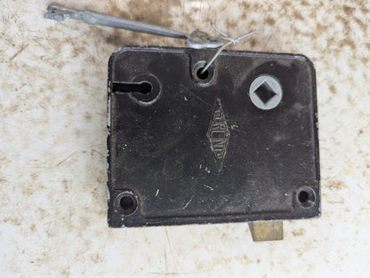 Antique Black Metal Rim Lock with Skeleton Key