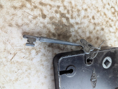 Antique Black Metal Rim Lock with Skeleton Key