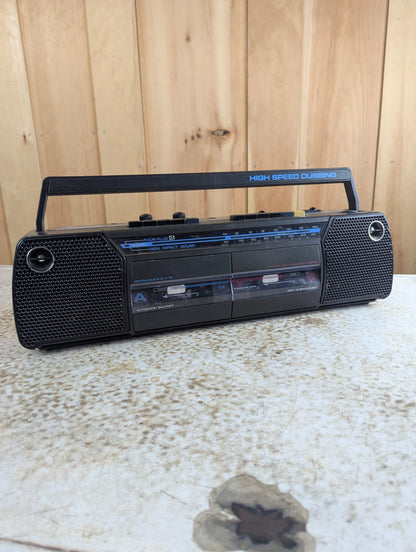 1980s General Electric AM/FM Stereo Dual Cassette Boombox Model 3-5632 - Tested Working
