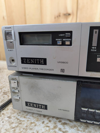 Vintage Zenith Portable Betamax Video Player with Tuner/Timer Dock VR9800 and VRT9850 - Tested Working