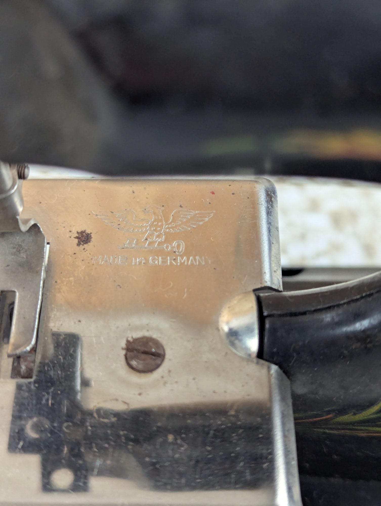 1920s Casige Metal Toy Sewing Machine with Floral Decals